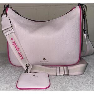 Kate Spade Emma Medium Shoulder Bag Pebble Leather Blush Cloud Multi Super Clean